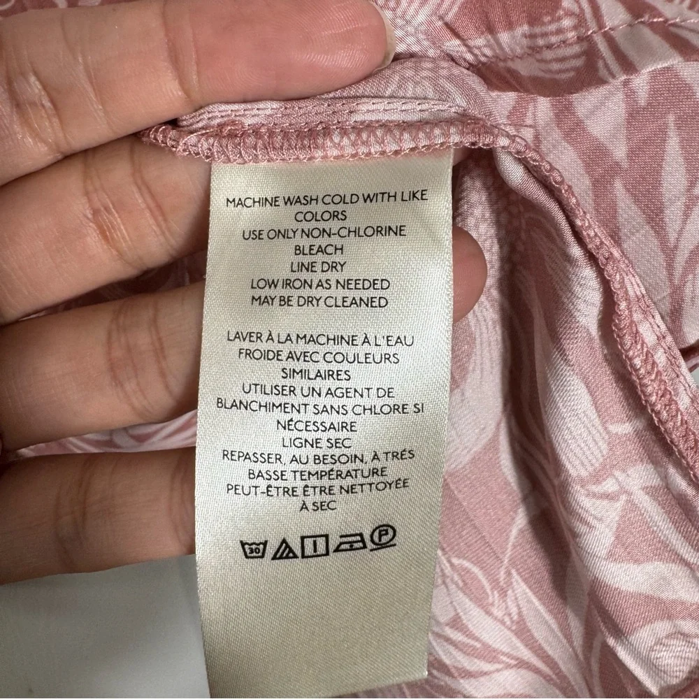 Anthropologie Pink Floral Boho Blouse Size SM Ruffle Tie Neck Peasant - Picture 8 of 13